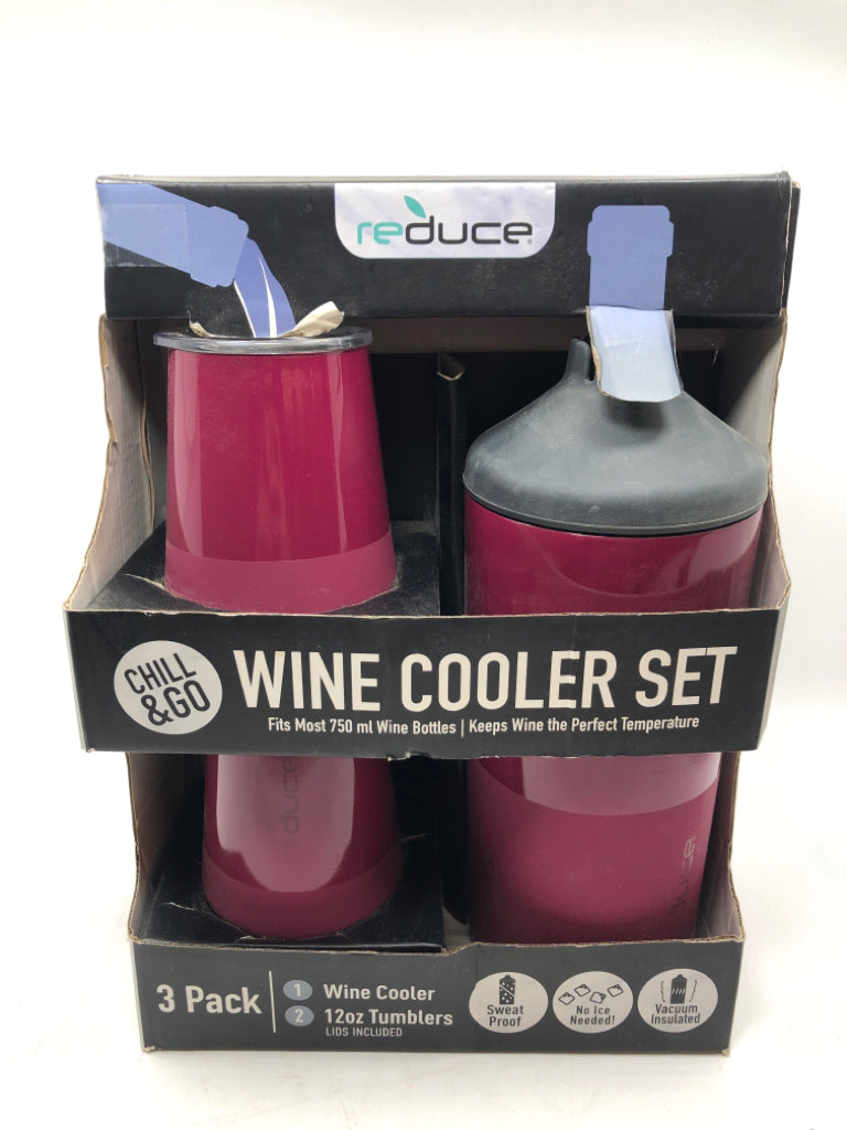 NIP MAROON WINE COOLER SET.