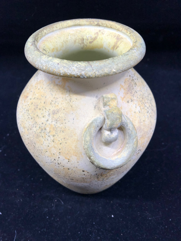 TERRA COTTA VASE W/ FAUX HANDLES.