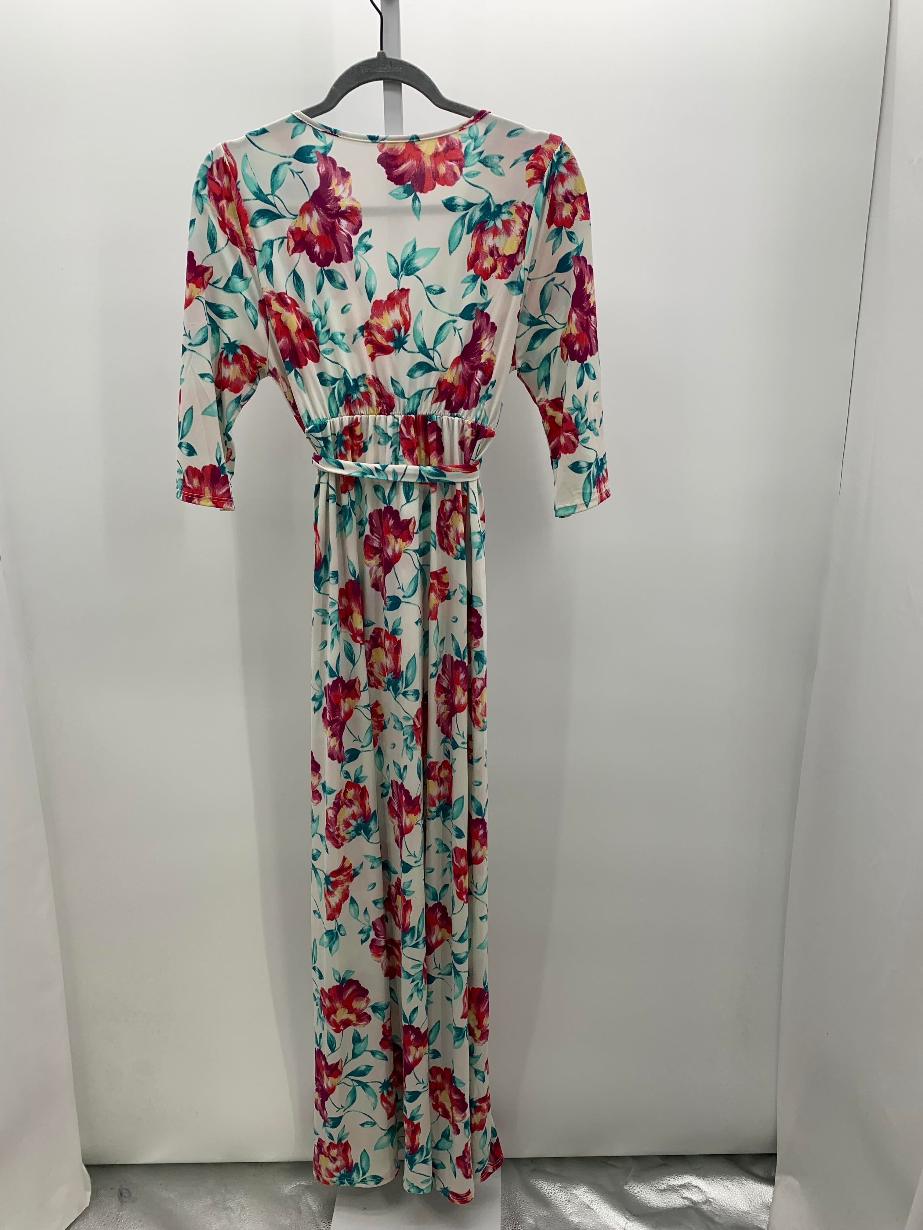 Pink Blush Floral Size Large Maternity Long Sleeve Dress