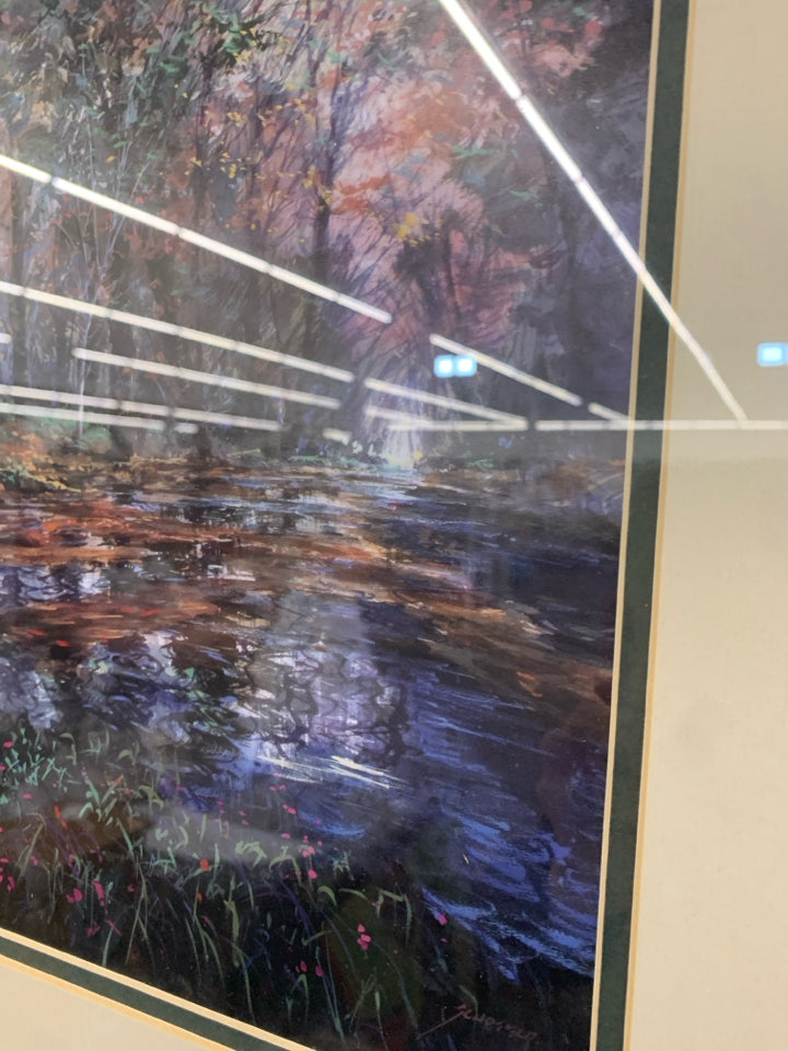 FRAMED FOREST LANDSCAPE PRINT.