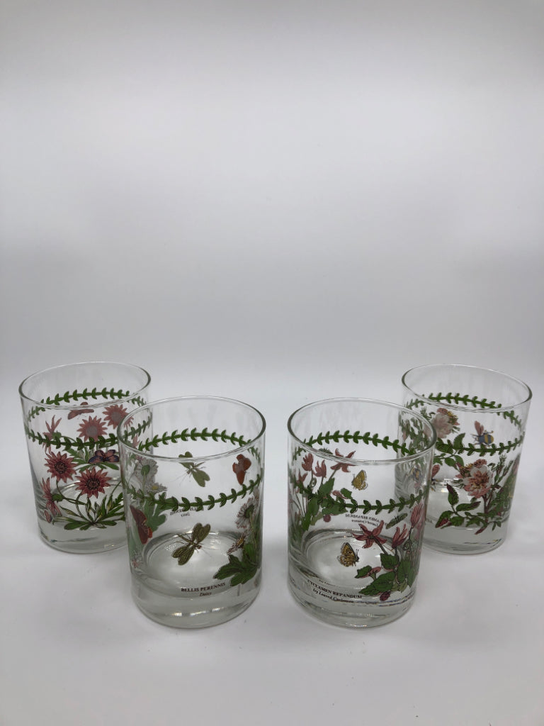4 BOTANIC GARDEN OLD FASHIONED GLASSES.