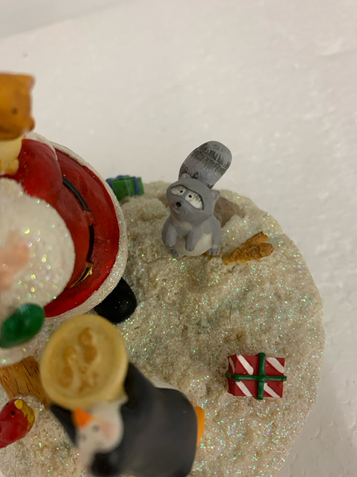 PENGUIN HOLDING COOKIE PLATE FOR SANTA CANDLE TOPPER.