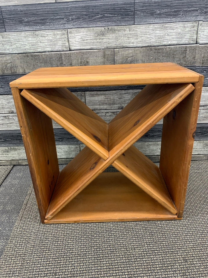 WOOD ABSTRACT WINE RACK CUBE.