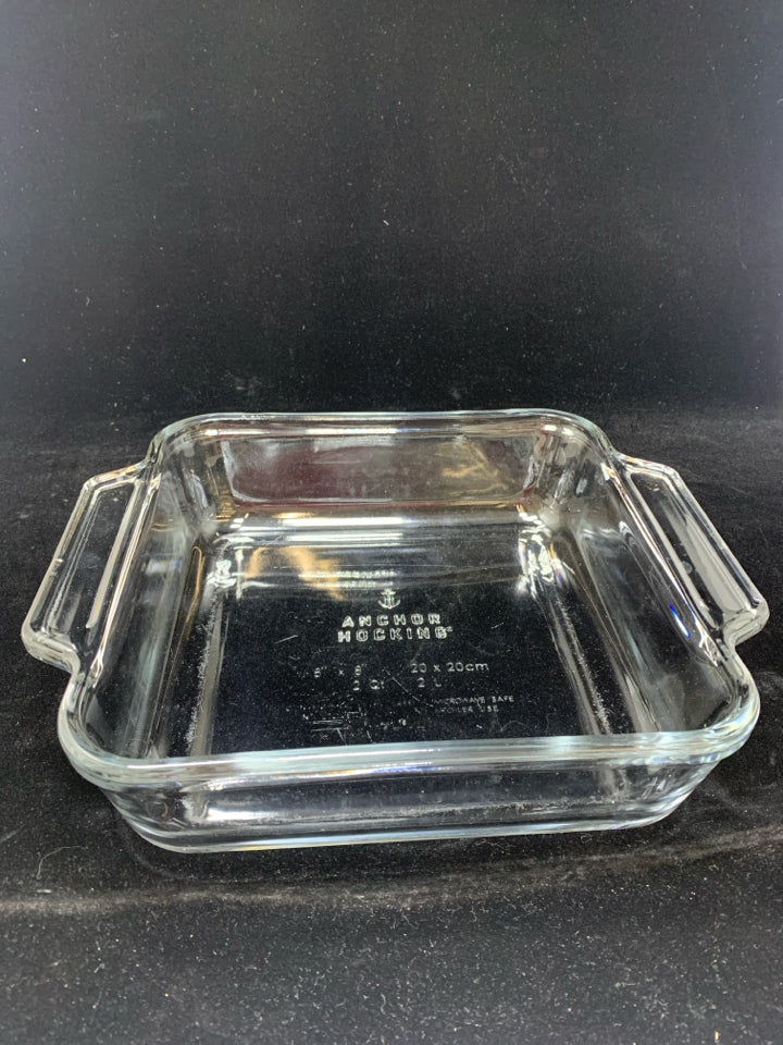 ANCHOR HOCKING CLEAR GLASS BAKING DISH.