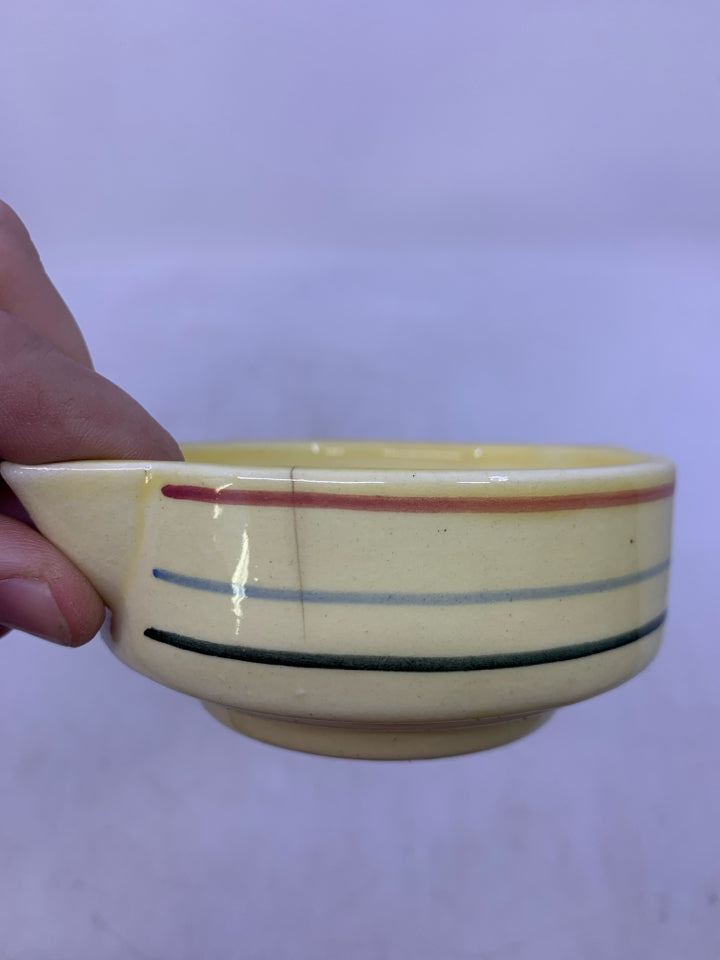 VTG STACKING GERMAN SUGAR/CREAMER W/ COLORFUL STRIPES.