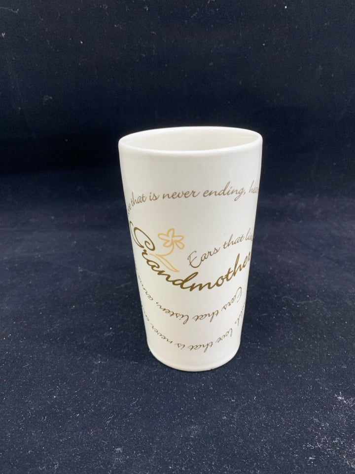 SKINNY WHITE GRANDMOTHER MUG.