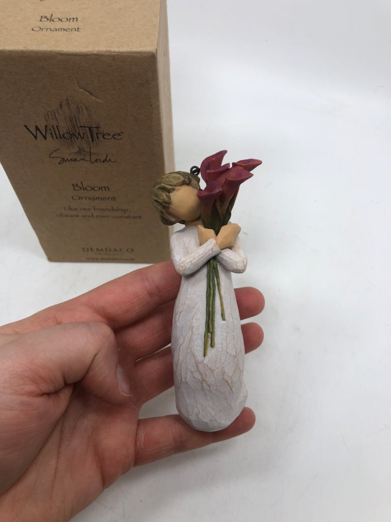 NIB GIRL HOLDING FLOWERS "BLOOM" ORNAMENT.
