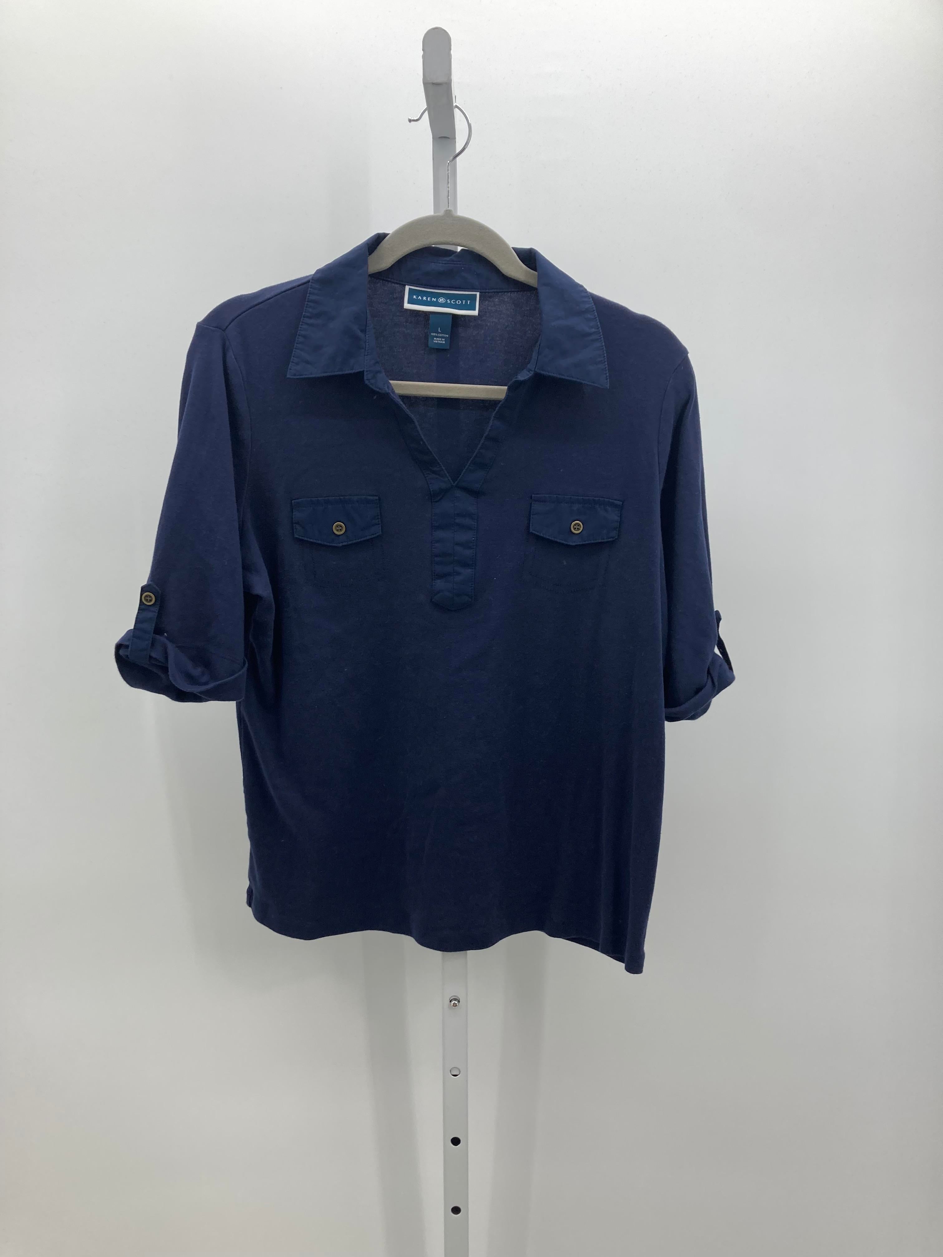 Karen Scott Size Large Misses Short Sleeve Shirt