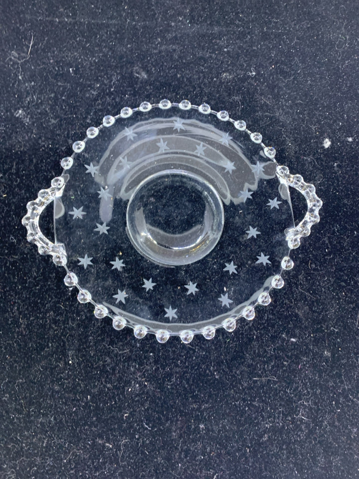 SMALL STAR ETCHED PLATED W BEADED EDGE AND HANDLE.