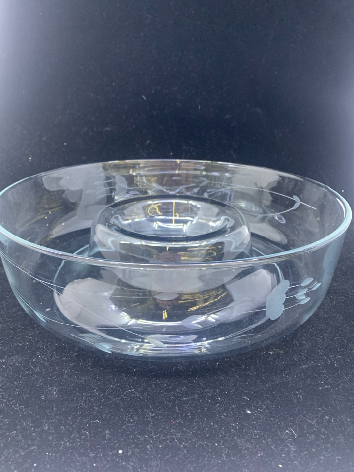 PRINCESS HOUSE ETCHED FLORAL AND DIP SERVER.