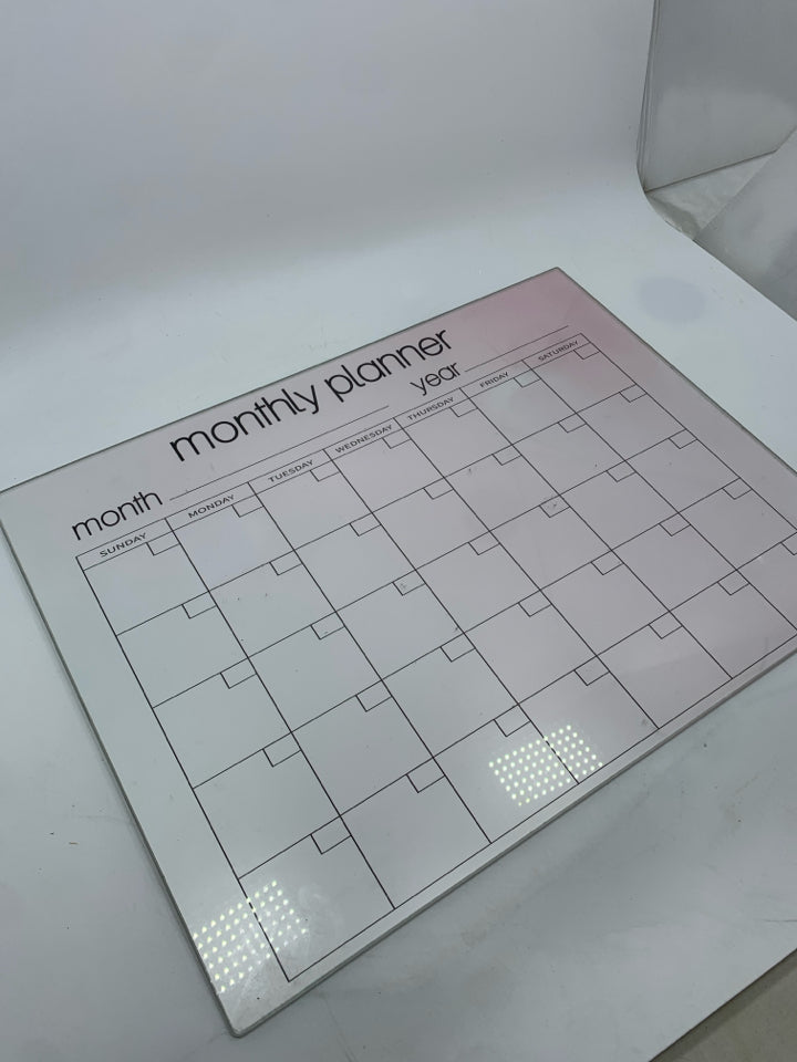 MONTHLY PLANNER GLASS WHITE BOARD.