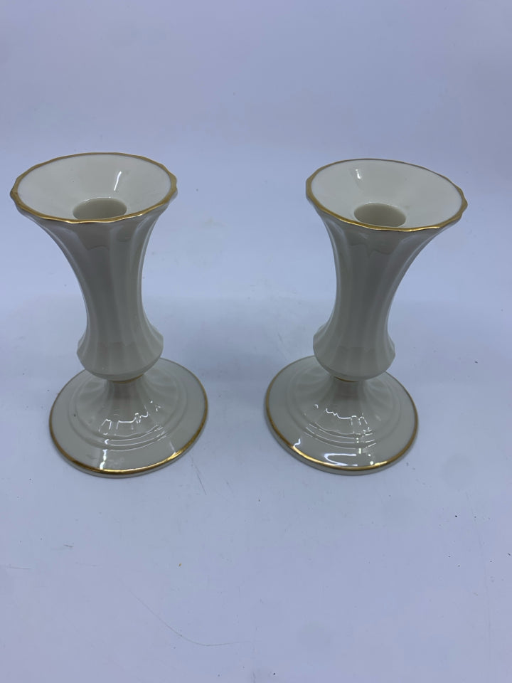 2 LENOX TAPER CANDLE HOLDERS.