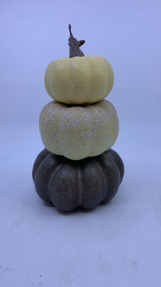 3 STACKING FAUX PUMPKINS.