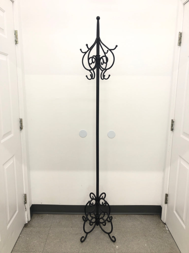 BLACK METAL COAT RACK.