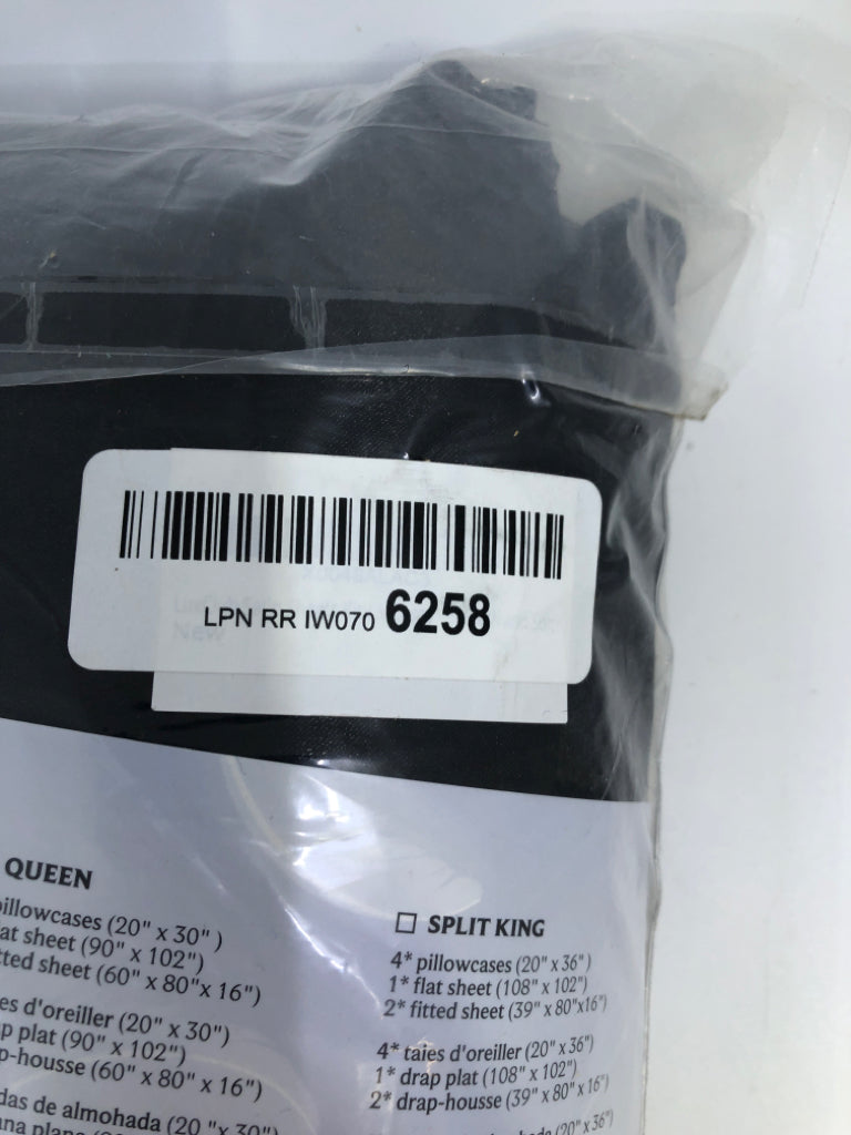 NIP KING BLACK MICROFIBER SATIN SHEET SET.