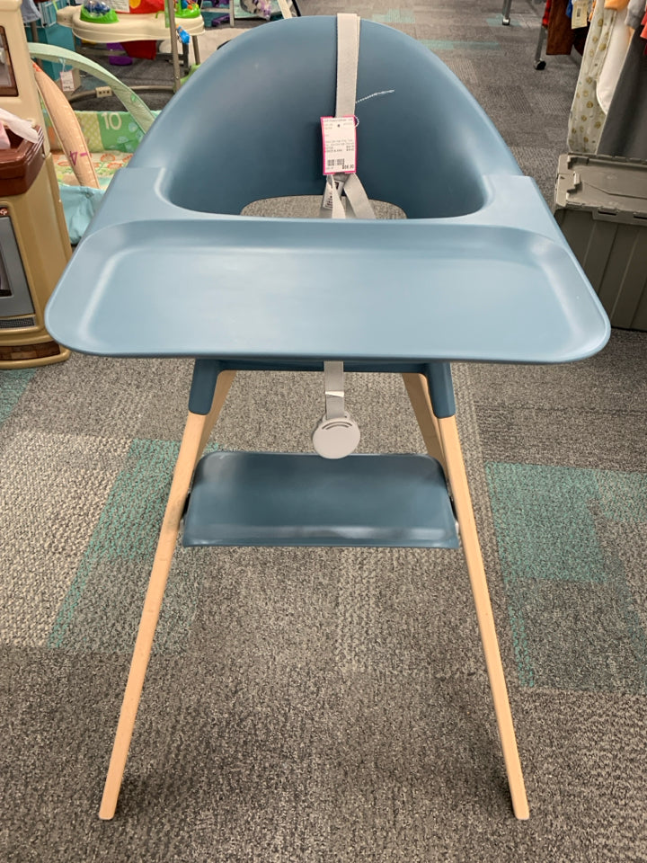 Stokke Clikk High Chair, Fjord Blue - All-in-One High Chair with Tray + Harness