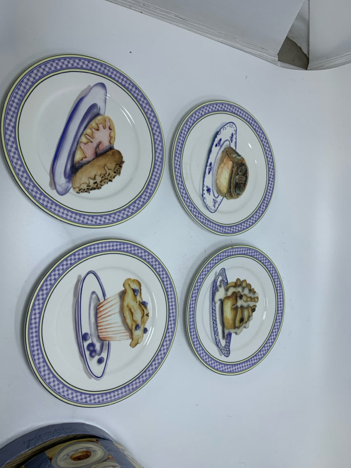 IN BOX 4 ASSORTED PASTRY PRINTED PLATES.