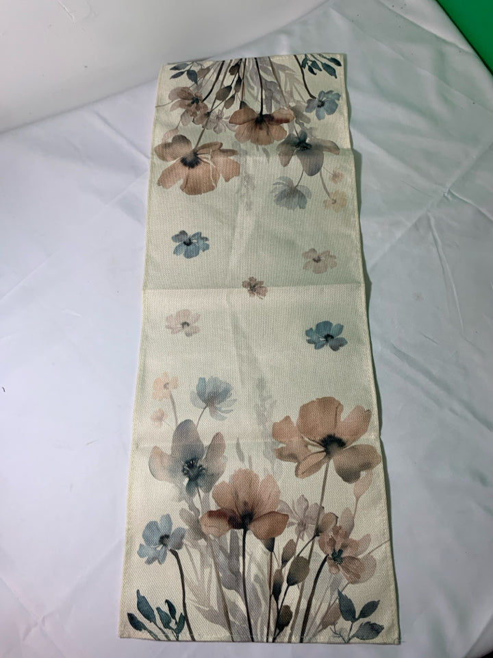 TAN FLORAL TABLE RUNNER.