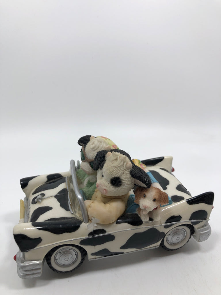 "I'VE GOT MOO IN THE FRONT SEAT OF MY HEART" MARY MOO MOO CAR FIGURINE.