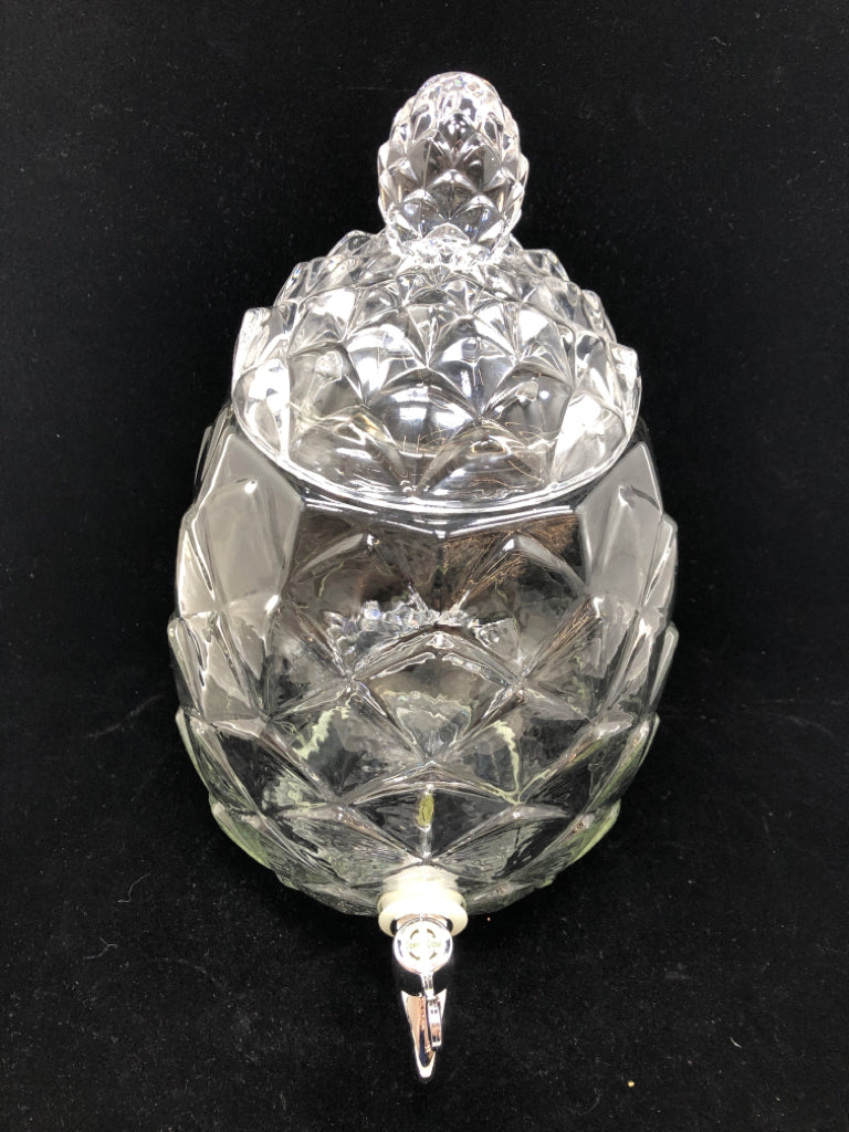 GLASS PINEAPPLE SHAPED DRINK DISPENSER.