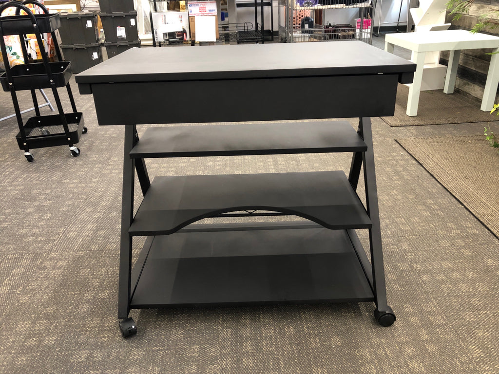 SM MATTE BLACK DESK ON WHEELS.