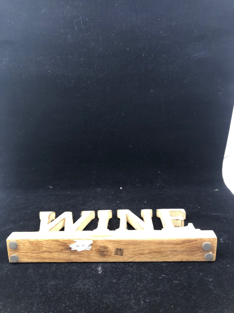 "WINE" WHITEWASHED WOOD  SIGN.