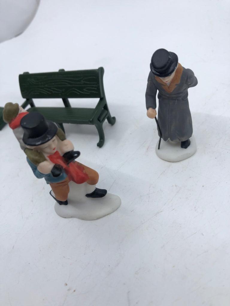 4PC DEPT 56 CAROLERS W BENCH.