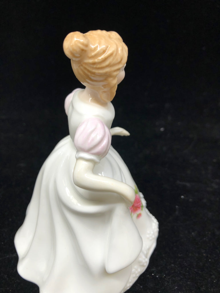 VTG NOVEMBER FIGURE OF THE MONTH- GIRL W PINK FLORAL- IN BOX.