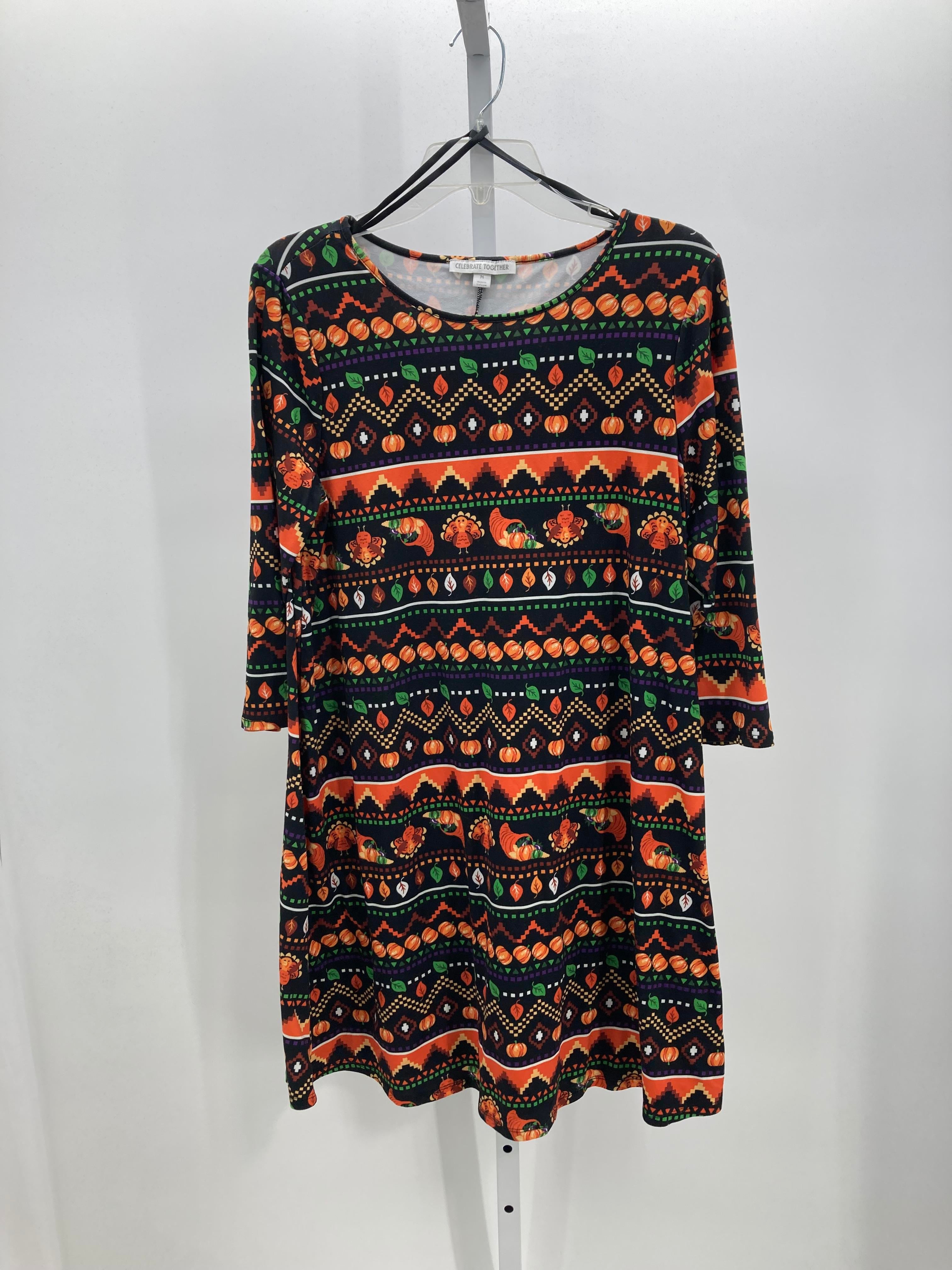 3/4 SLEEVE DRESS PUMPKINS AND TURKEYS
