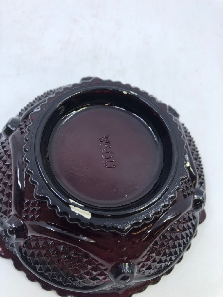 VTG CRANBERRY GLASS BOWL AVON.