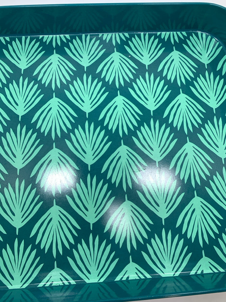 TEAL MELAMINE RECTANGULAR TRAY.