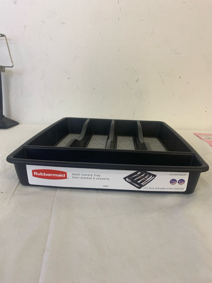 BLACK RUBBERMAID SMALL CUTLERY TRAY.