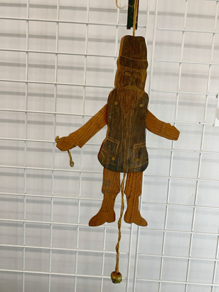VTG JUMPING JACK WOOD SANTA.