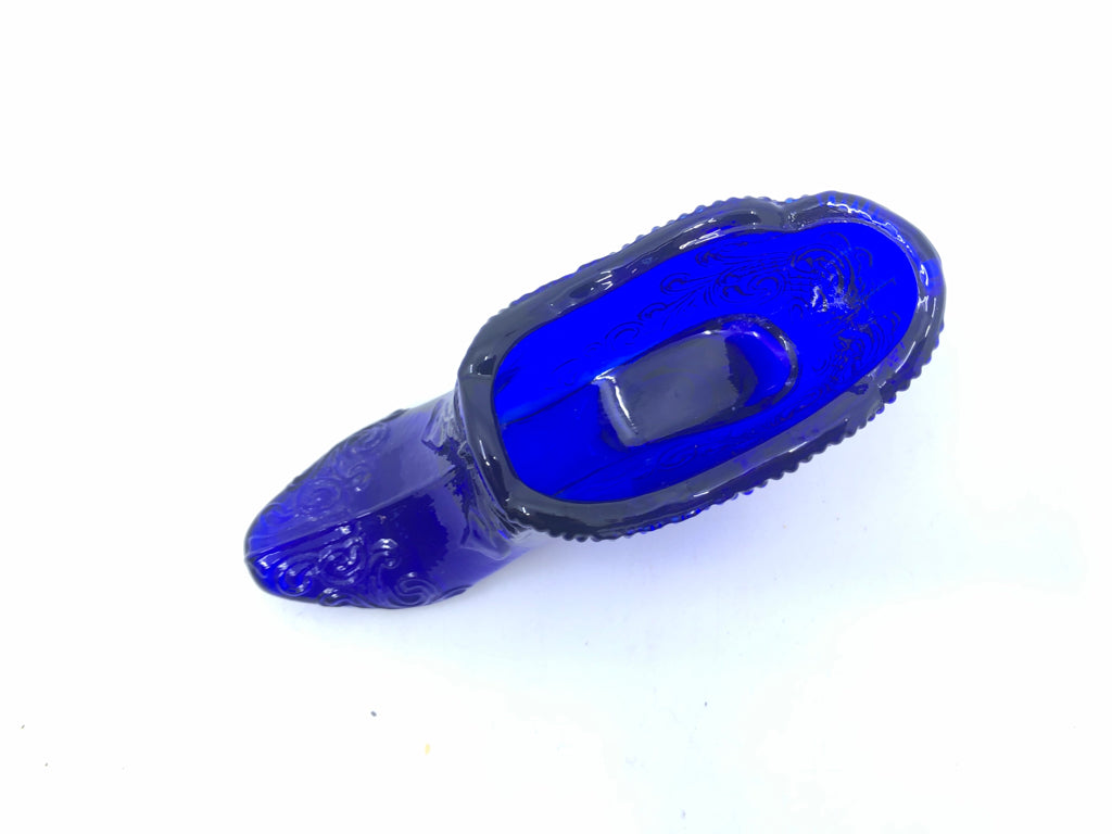 VTG BLUE GLASS VICTORIAN SHOE.