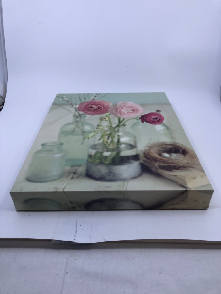 ROSE IN JARS CANVAS WALL ART.