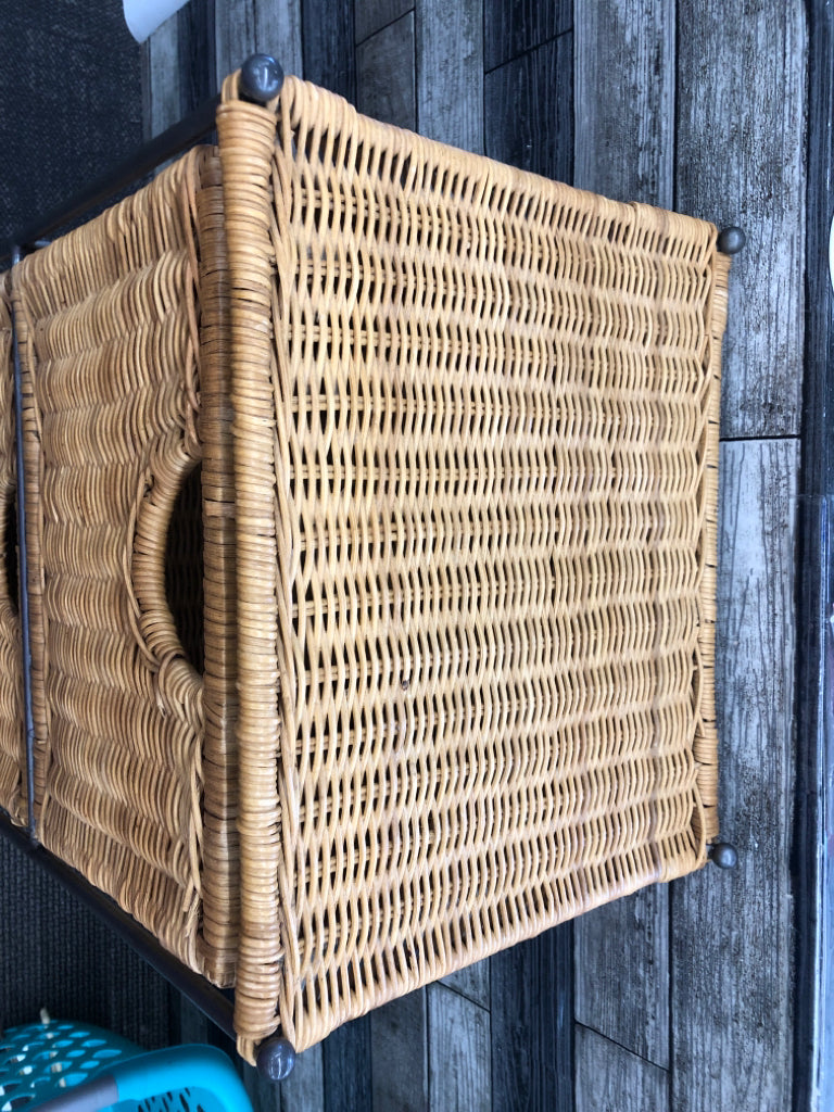 3 DRAWER WICKER STORAGE METAL FRAME.
