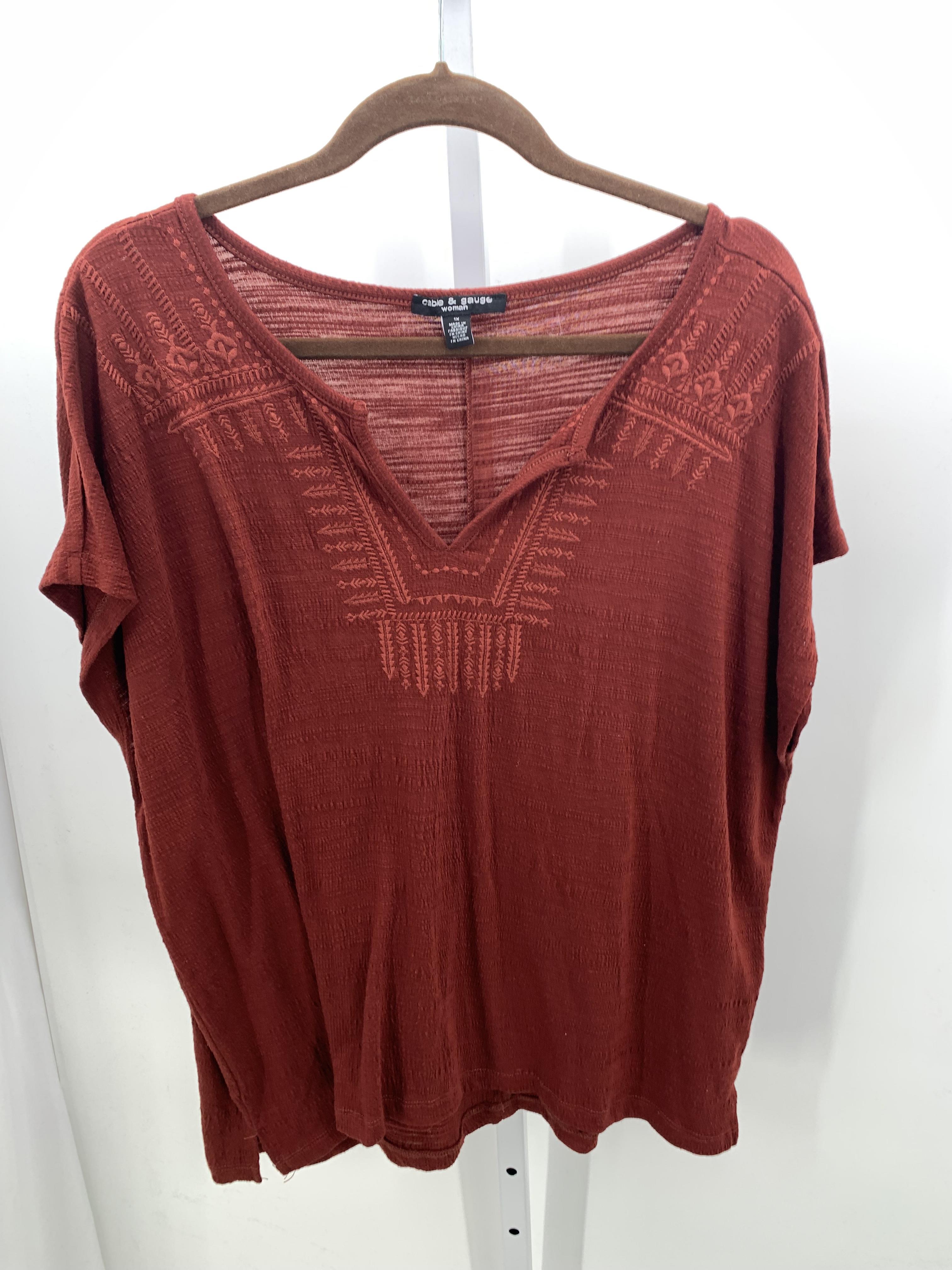 Cable & Gauge Size 1X Womens Short Sleeve Shirt
