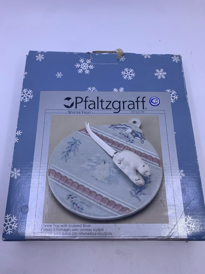 NIB PFALTZGRAFF CHEESE PLATE W POLAR BEARS.