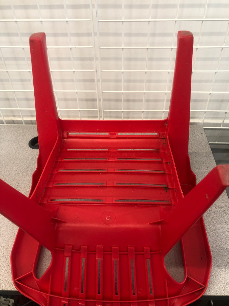 KIDS RED PLASTIC ADIRONDAK CHAIR.