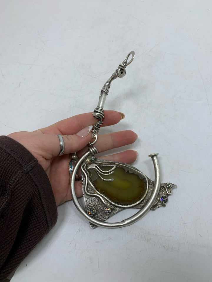 STONE & SILVER HANGING PIECE.