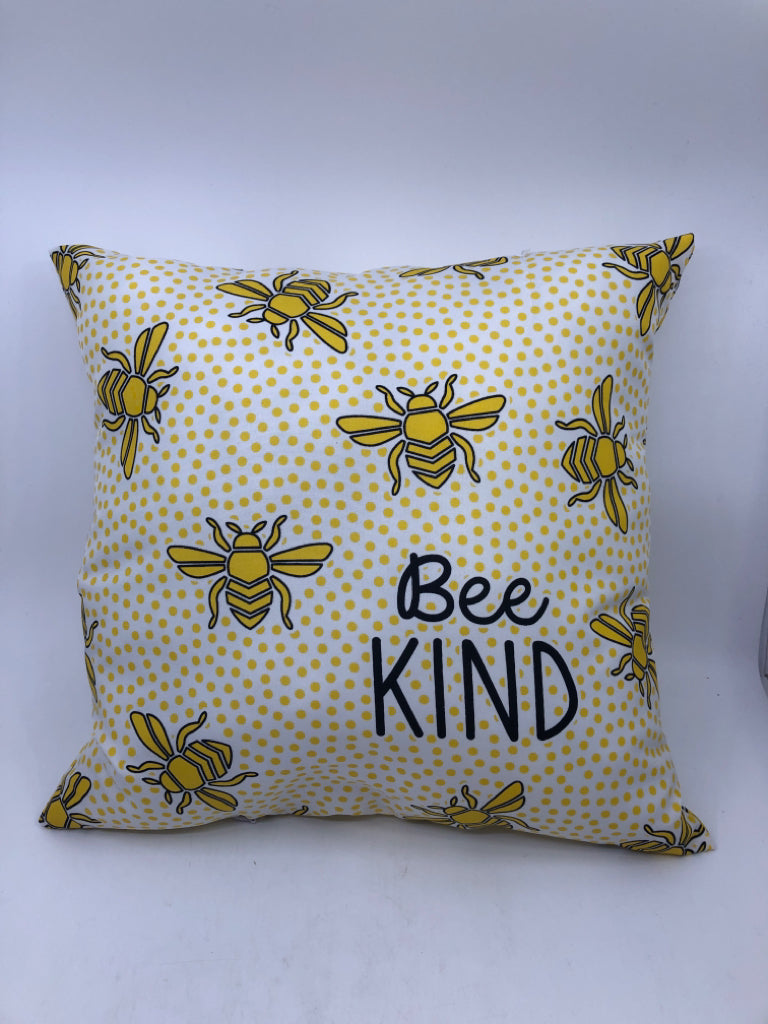 BEE KIND YELLOW,WHITE,BLACK PILLOW.