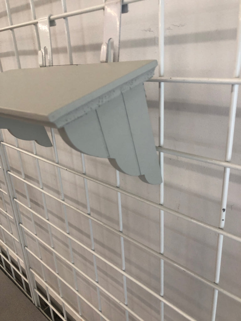 GREY PAINTED MINI WALL SHELF.