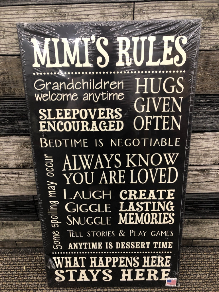 MIMI'S RULES WALL ART.