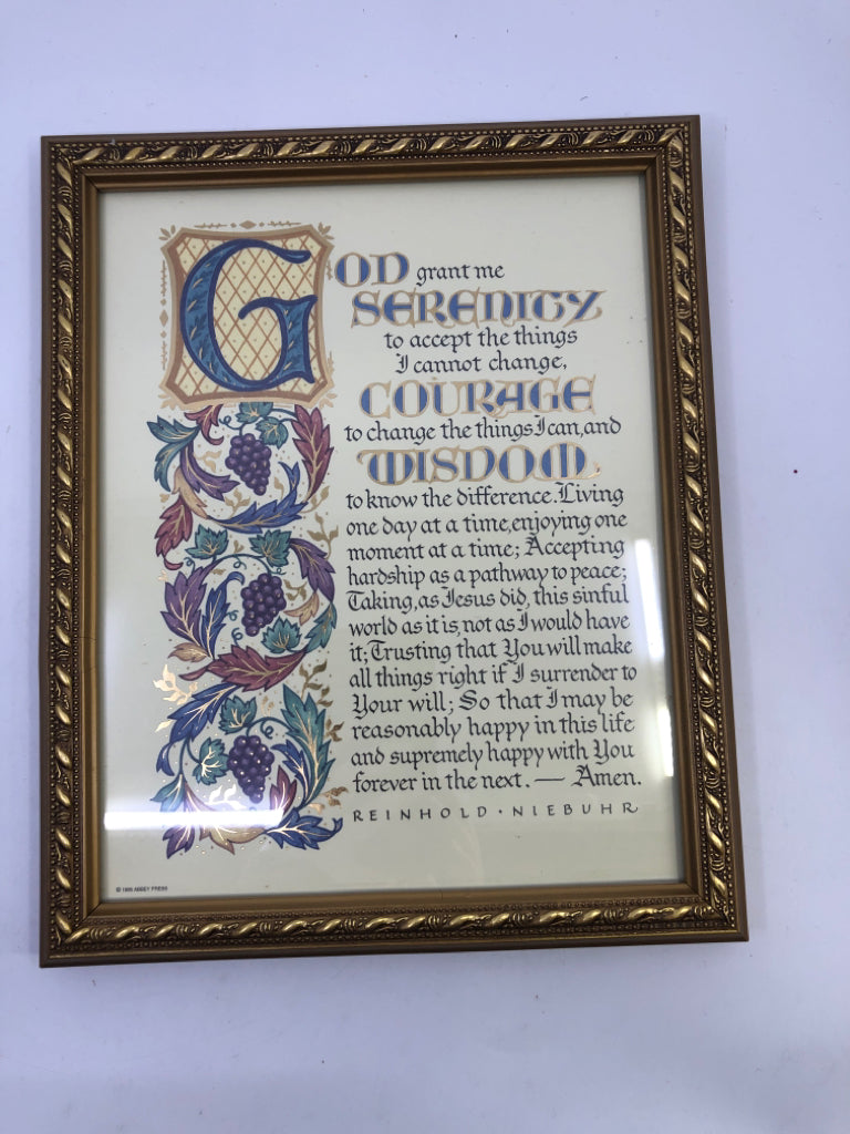 "GOD GRANT ME" IN GOLD FRAME.