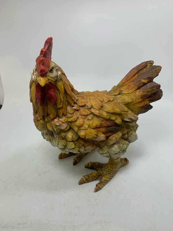 RESIN TEXTURED STANDING CHICKEN.