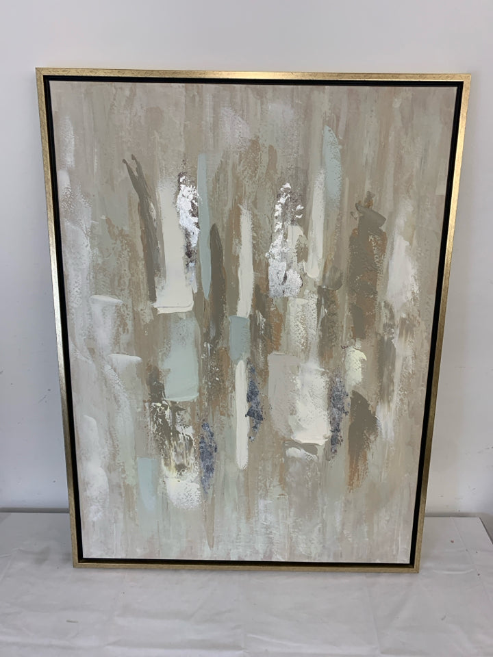 SILVER FRAMED ABSTRACT LARGE ART.