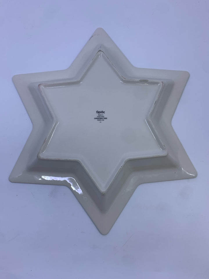 SPODE CHRISTMAS TREE GREEN STAR EDGE SERVING DISH.