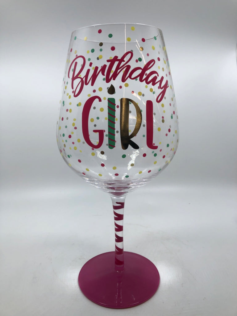 LG BIRTHDAY GIRL DECORATED WINE GLASS.