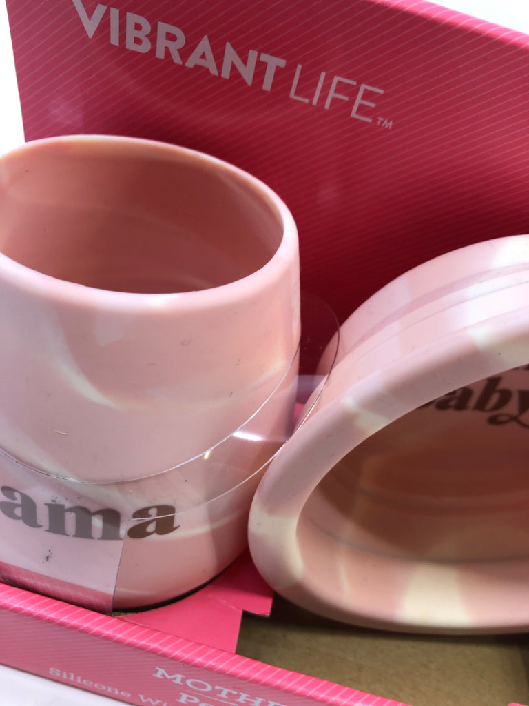 NIB MAMA WINE GLASS AND PET BOWL.