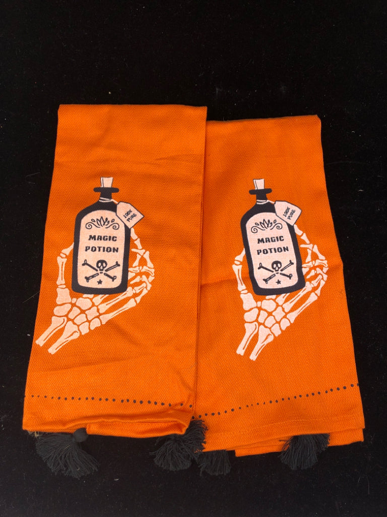 2 ORANGE "MAGIC POTION" DISH TOWELS